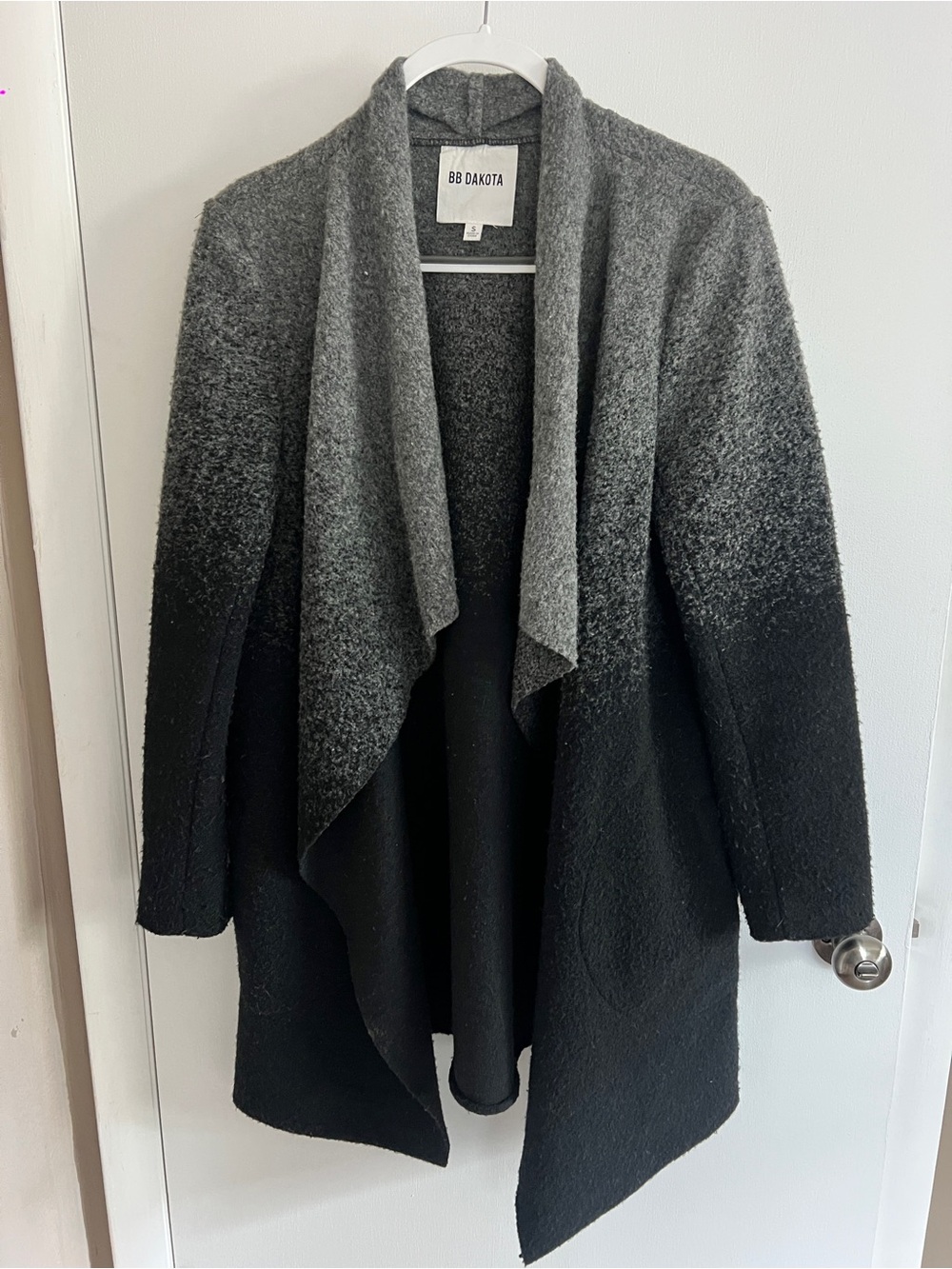 BB Dakota Gray to Black Ombre Open Front Cardigan